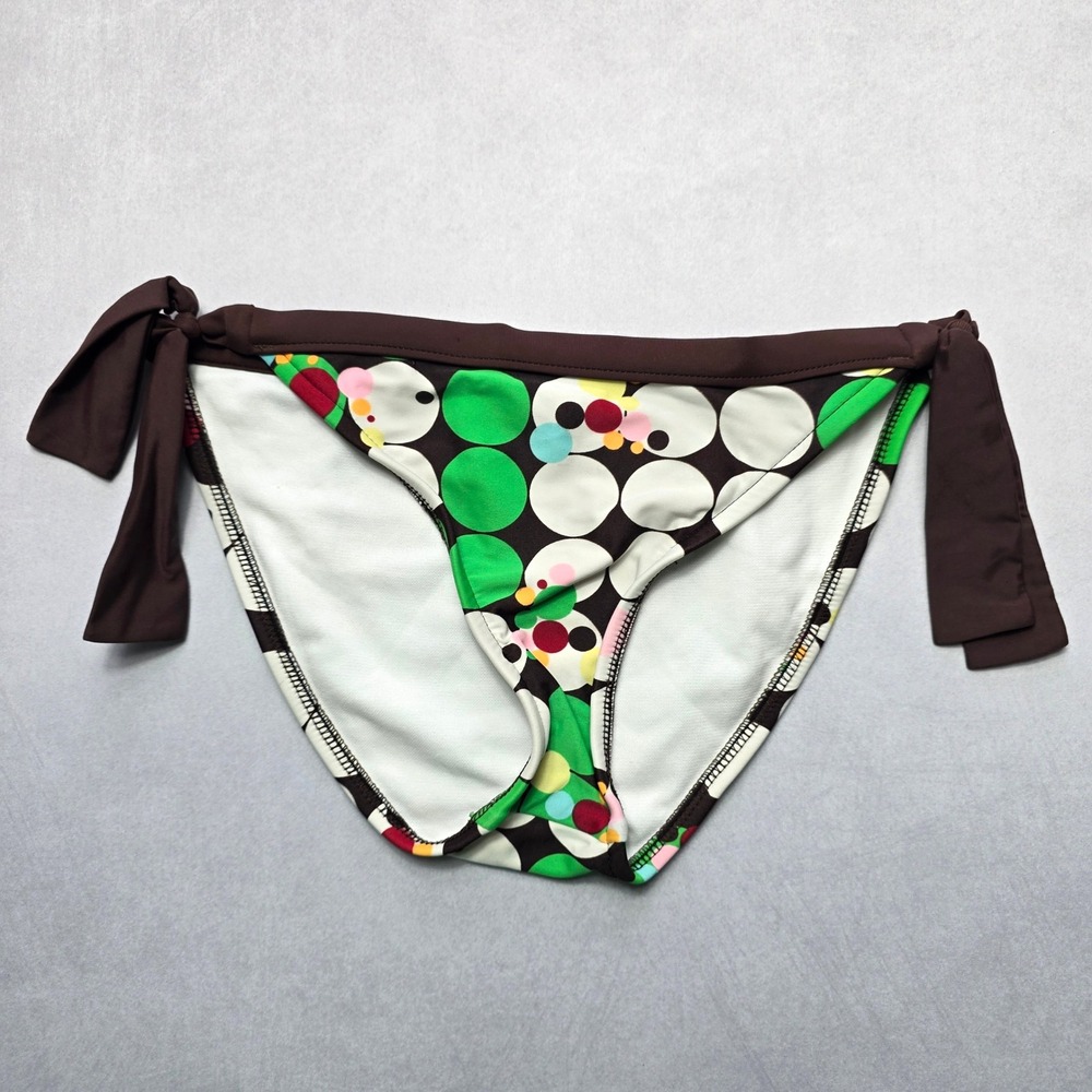Personal Identity Brown Green Circle Tie Swim Beach Flirty Bikini‎ Bottom Large